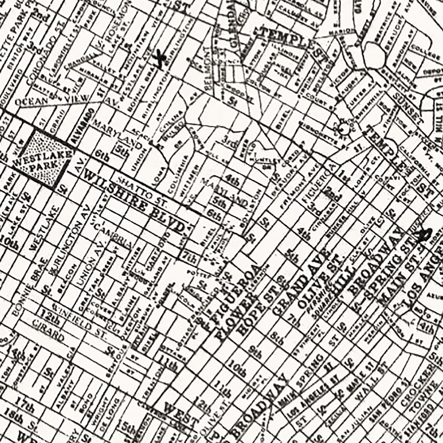 Vintage Map of Los Angeles, California 1929