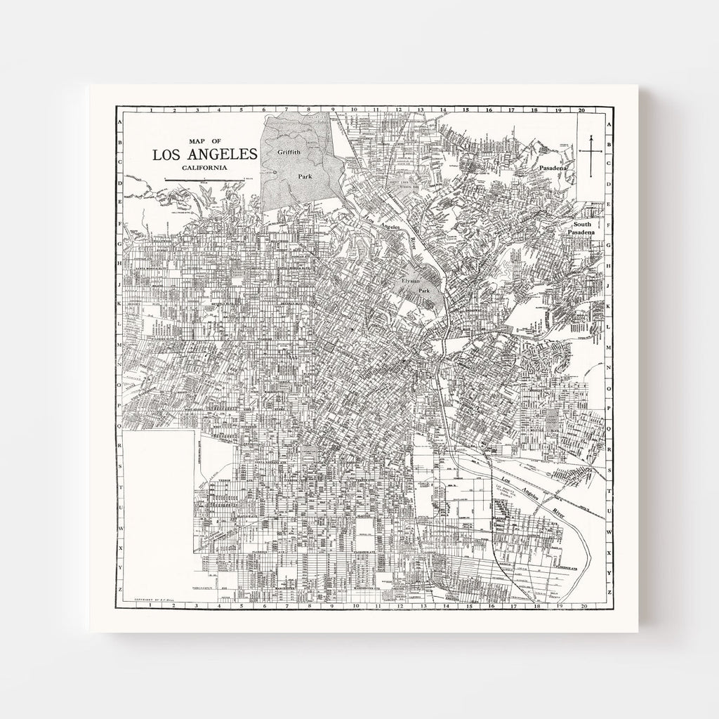 Vintage Map of Los Angeles, California 1929