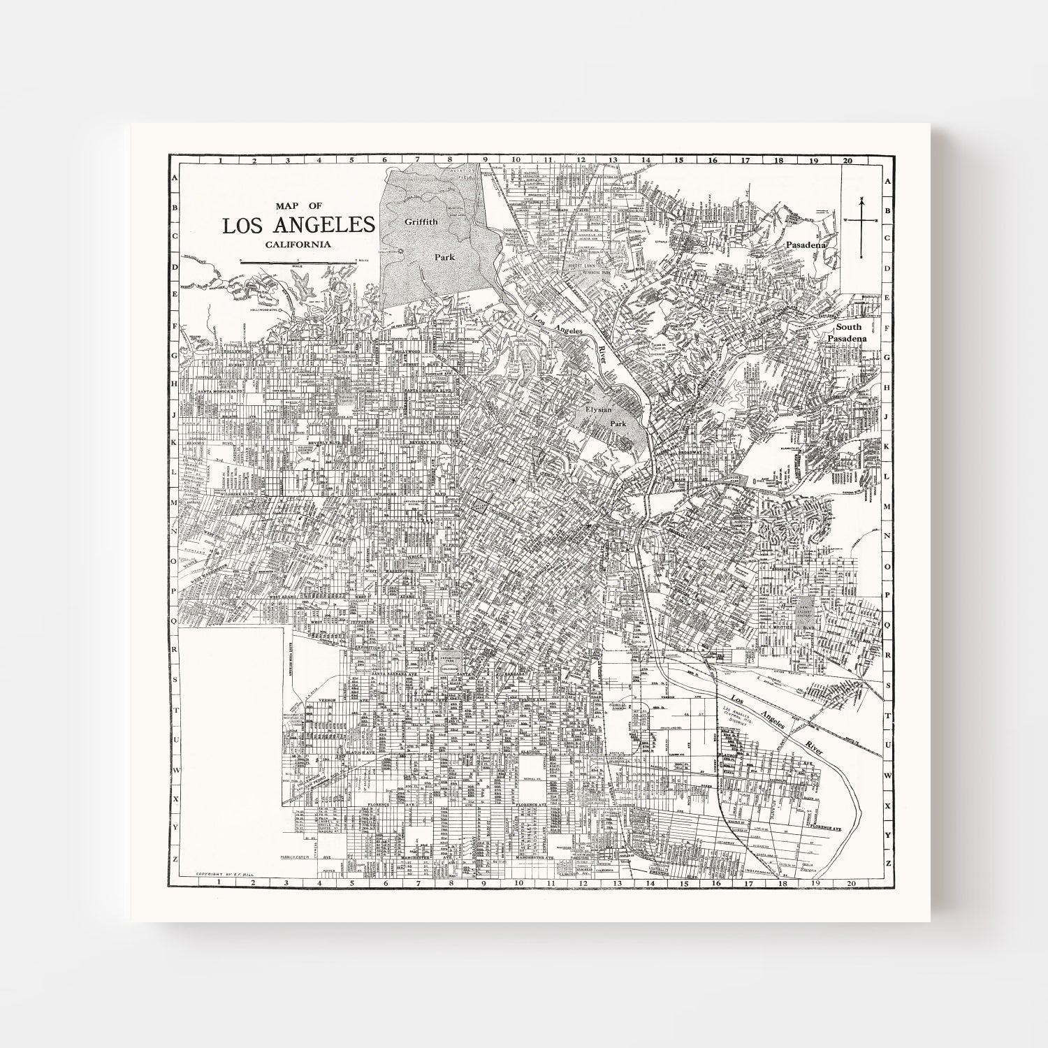 Vintage Map of Los Angeles, California 1929