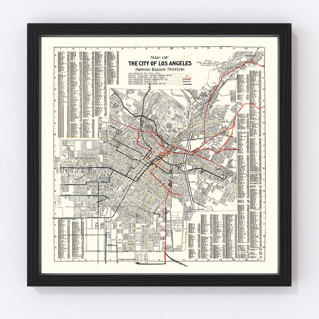 Vintage Railway Map of Los Angeles 1906