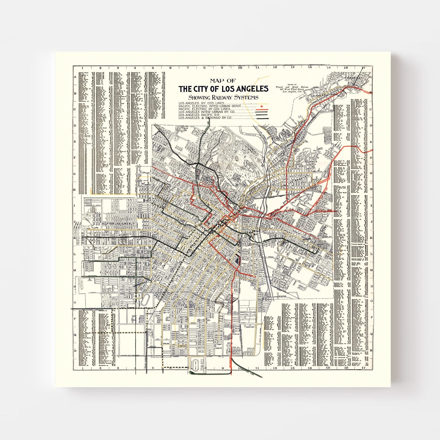 Vintage Railway Map of Los Angeles 1906