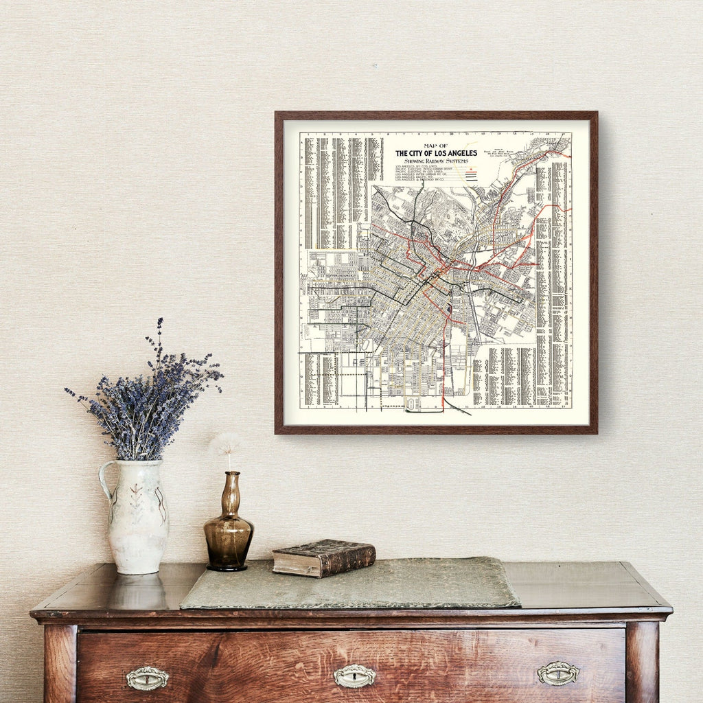 Vintage Railway Map of Los Angeles 1906