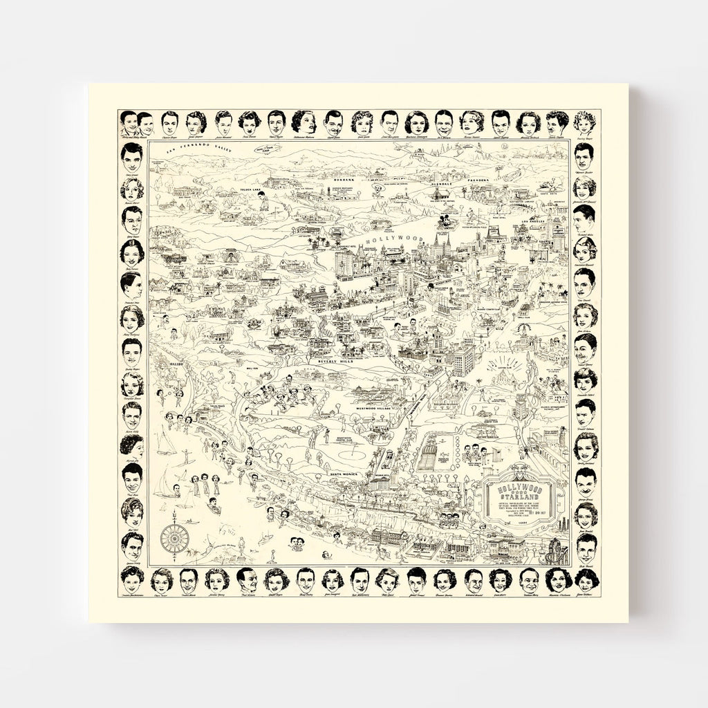 Vintage Los Angeles Movie Star Map 1937