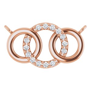 14K Rose Gold .05 CTW Natural Diamond Interlocking Circle Necklace Center