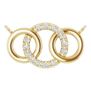 14K Yellow Gold .05 CTW Natural Diamond Interlocking Circle Necklace Center