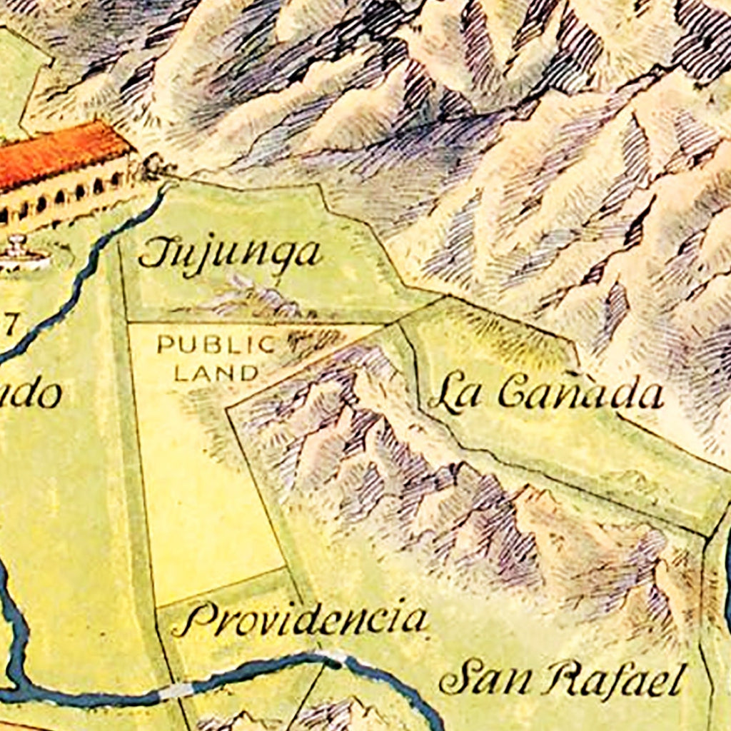 Vintage Map of Los Angeles County, California 1937