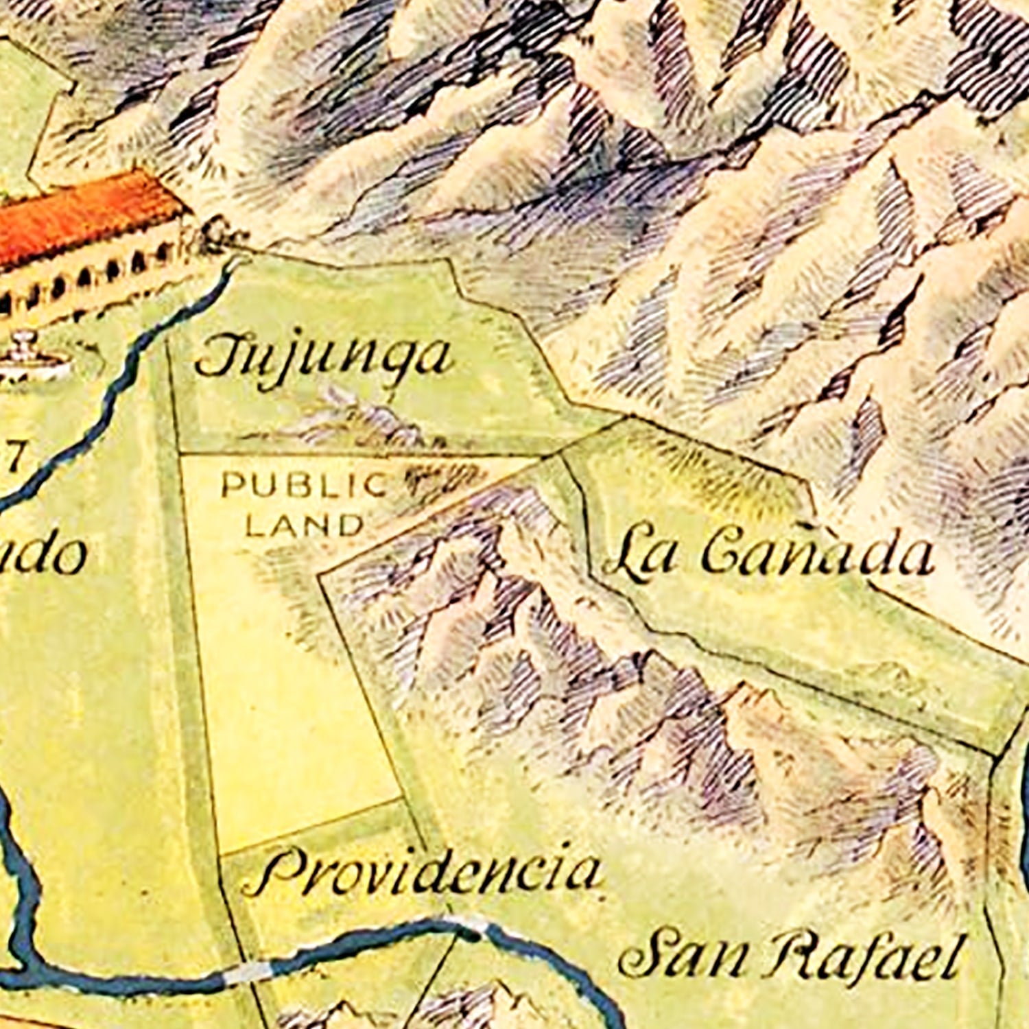 Vintage Map of Los Angeles County, California 1937
