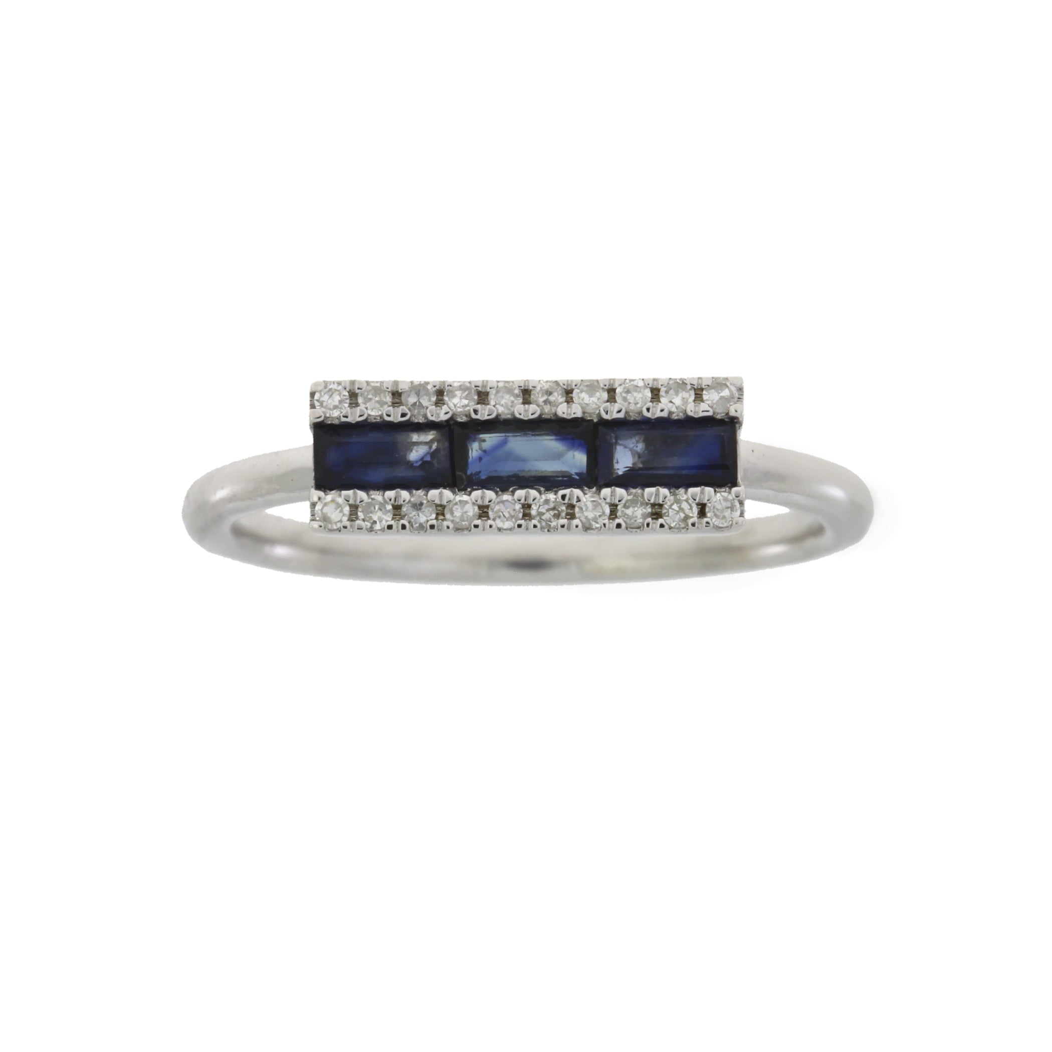 Genuine .63ct Diamond Sapphire Ring 14KT White Gold