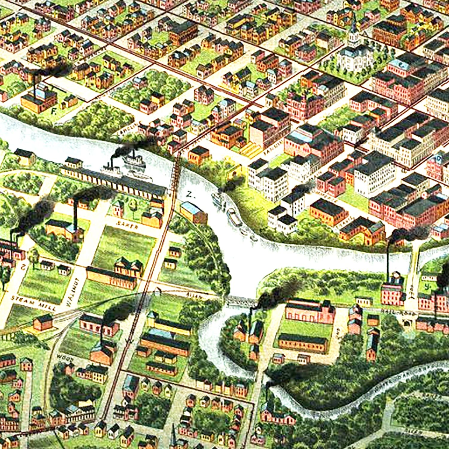 Vintage Map of Houston, Texas 1891