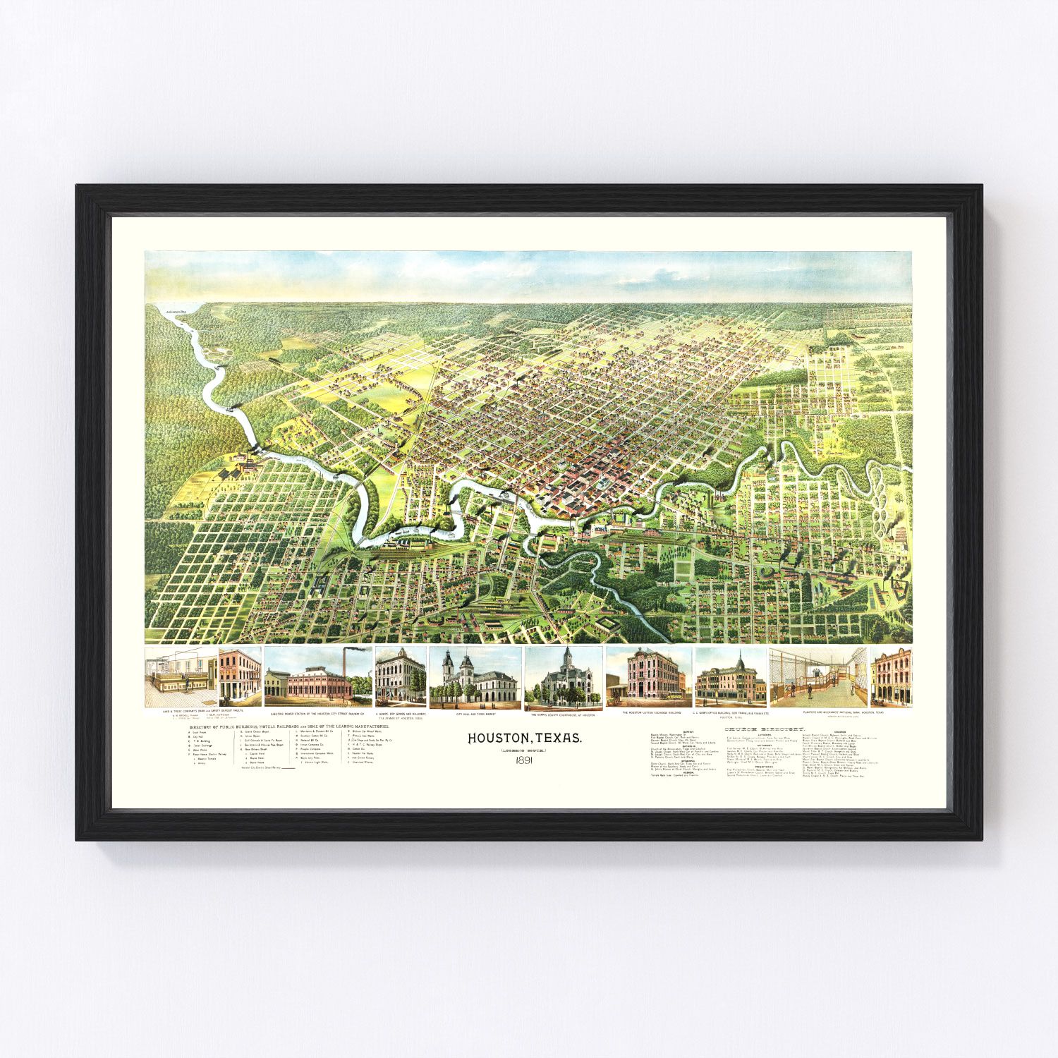 Vintage Map of Houston, Texas 1891