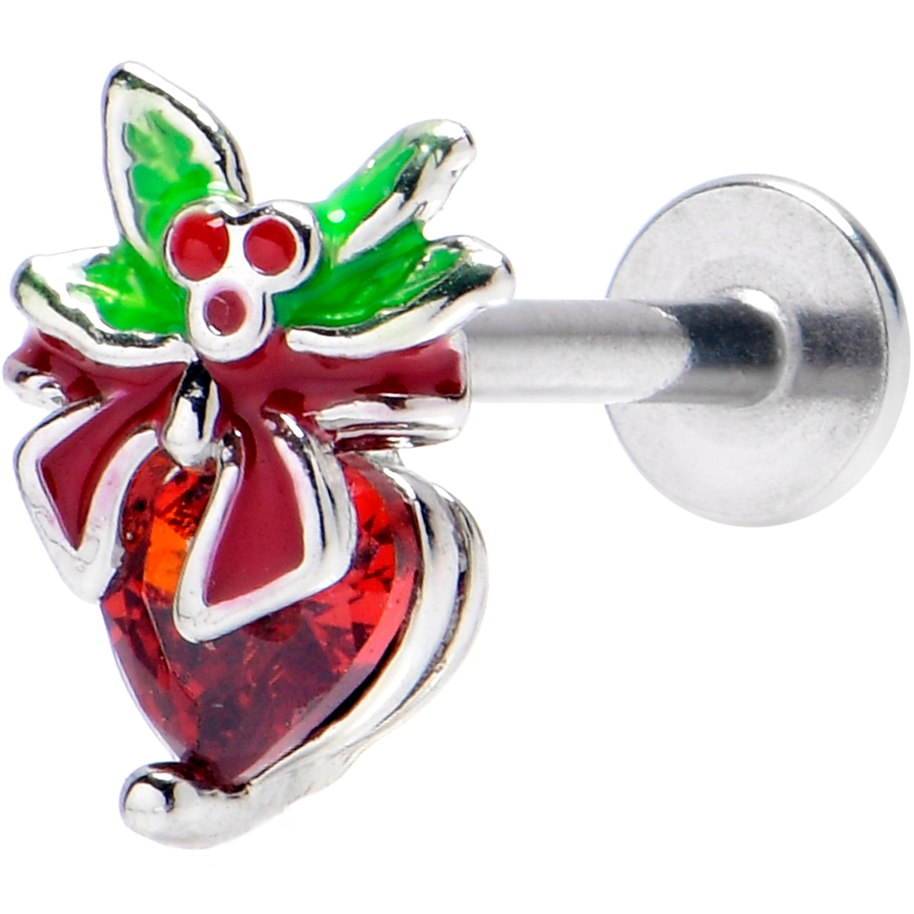 16G 5/16 Red Gem Festive Holiday Ornament Labret Monroe Tragus