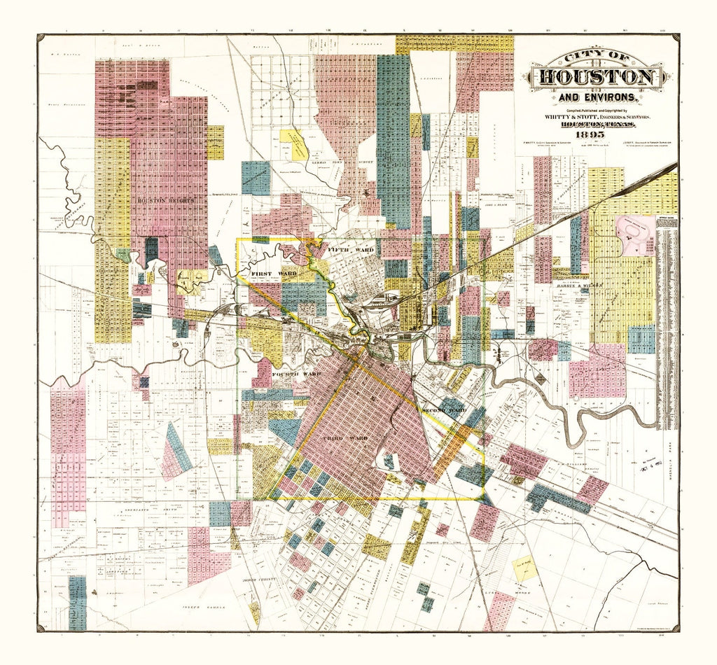 Vintage Map of Houston, Texas 1895