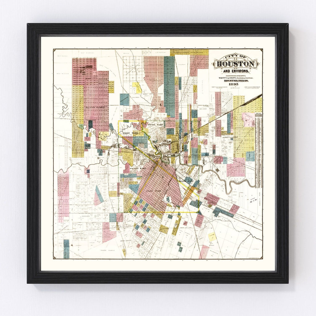 Vintage Map of Houston, Texas 1895