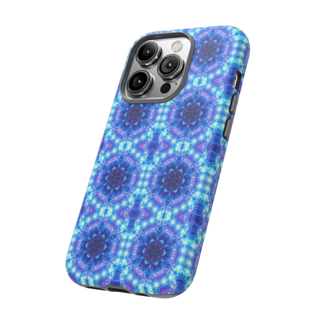 Blue Mandalas with Neon Lights Tough Phone Cases