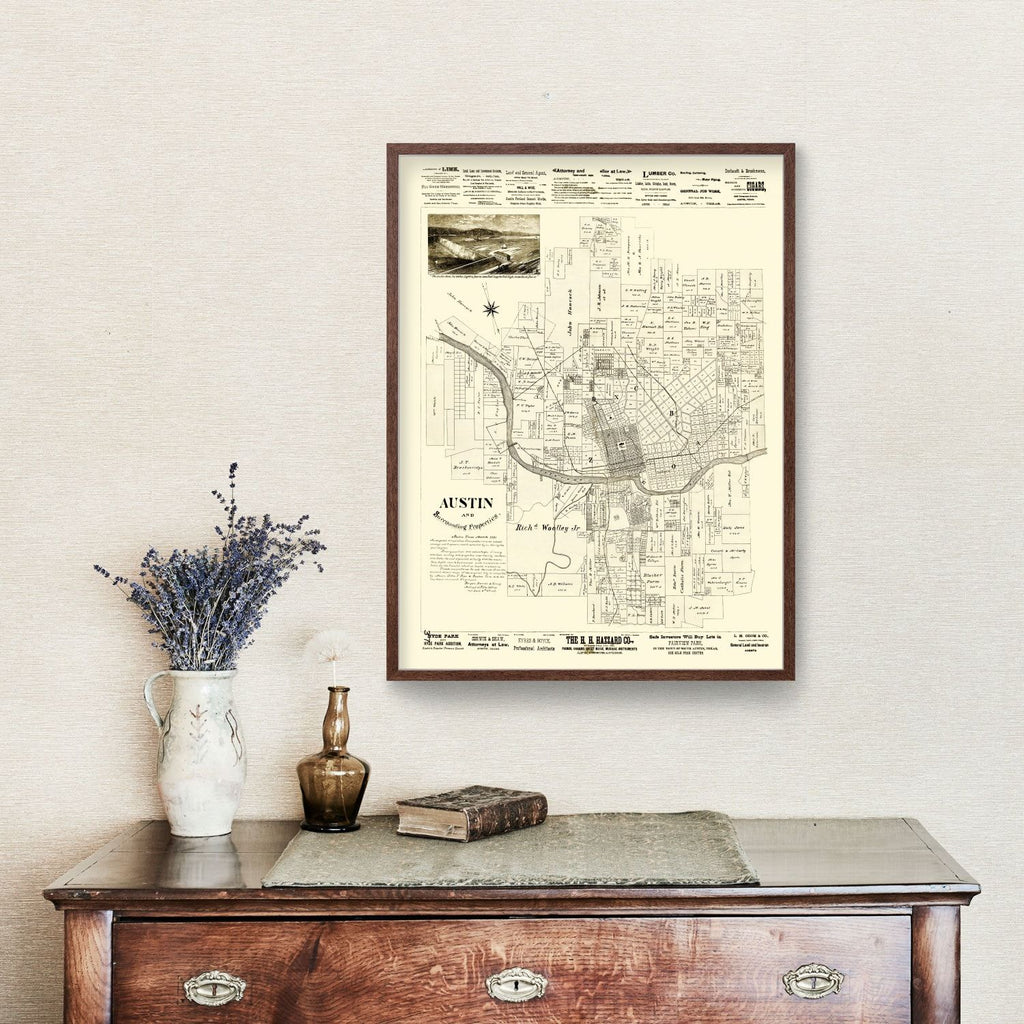 Vintage Map of Austin, Texas 1891