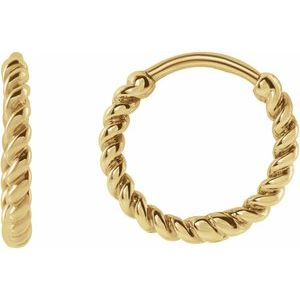 14K Yellow Gold Rope 11 mm Hoop Earrings