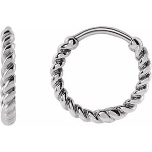 14K White Gold Rope 11 mm Hoop Earrings