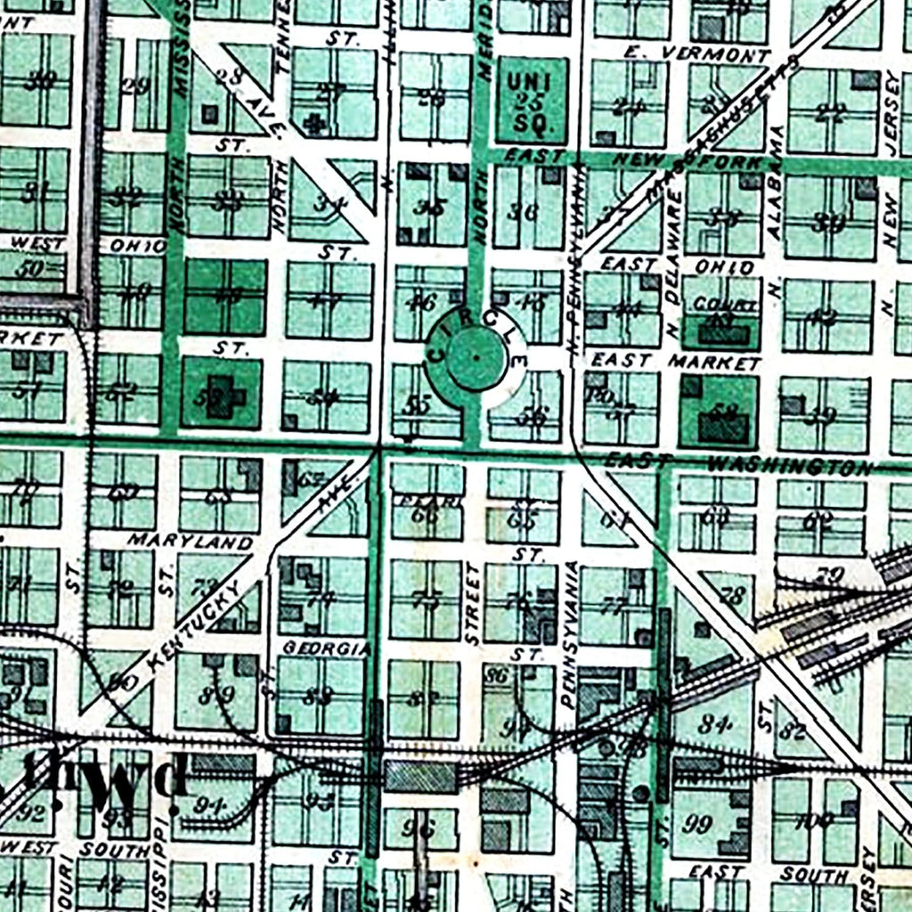 Vintage Map of Indianapolis, Indiana 1876