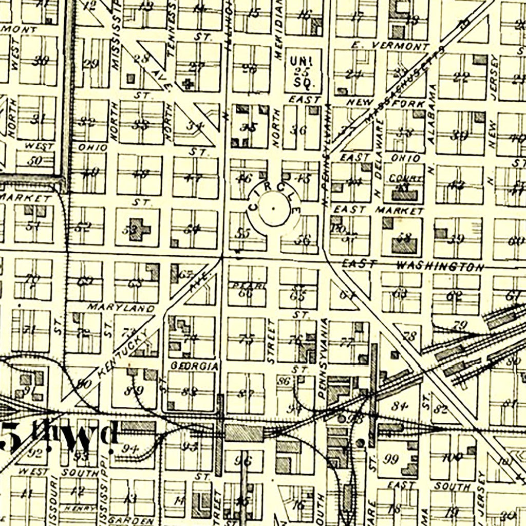 Vintage Map of Indianapolis, Indiana 1876