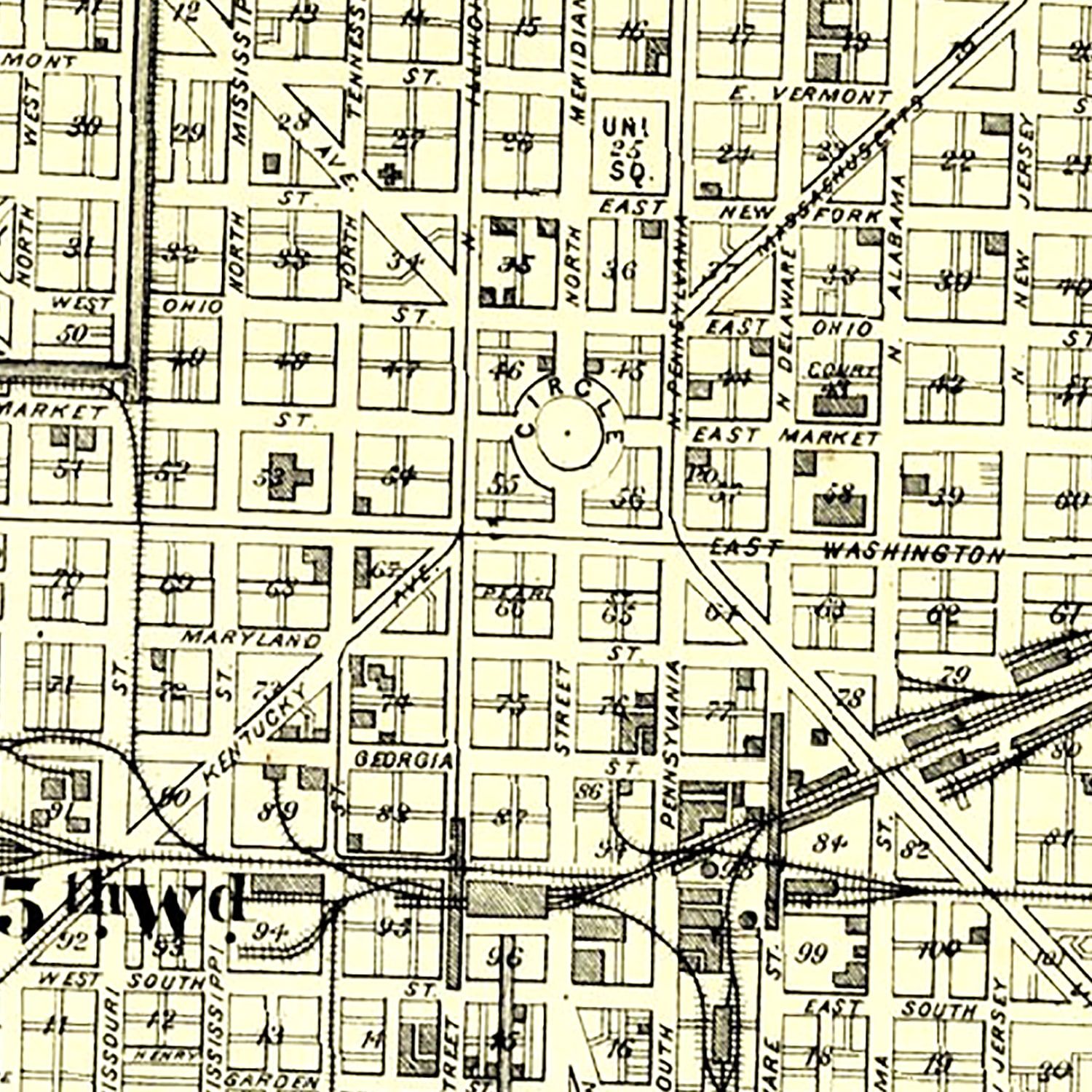 Vintage Map of Indianapolis, Indiana 1876