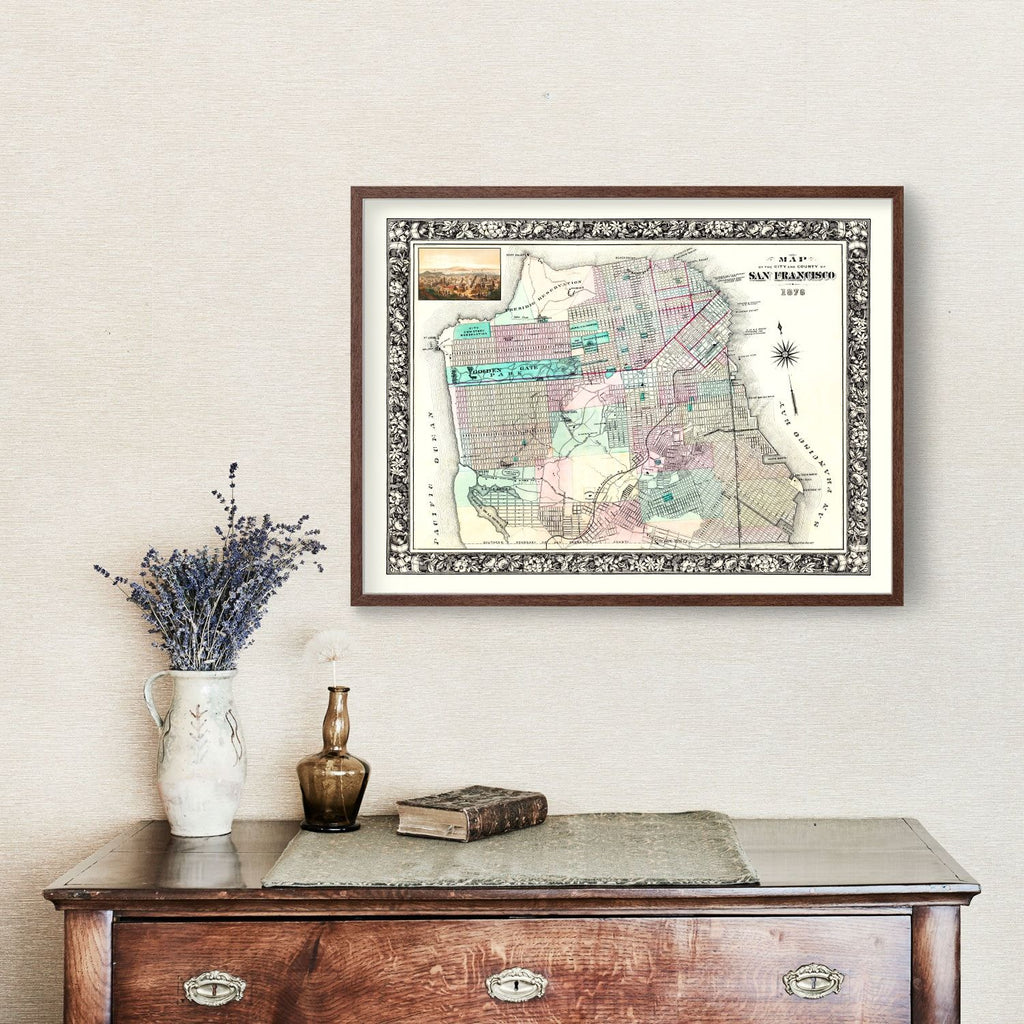 Vintage Map of San Francisco, California 1876