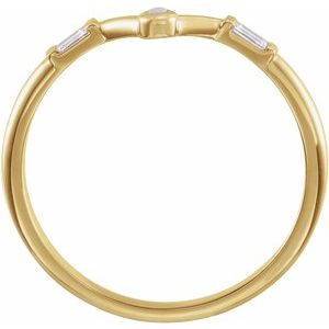 14K Yellow Gold Natural White Opal & .08 CTW Natural Diamond V Ring