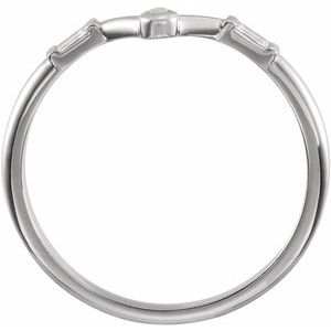 Sterling Silver Natural White Opal & .08 CTW Natural Diamond V Ring