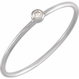 14K White Gold .03 CT Natural Diamond Stackable Ring Size 7