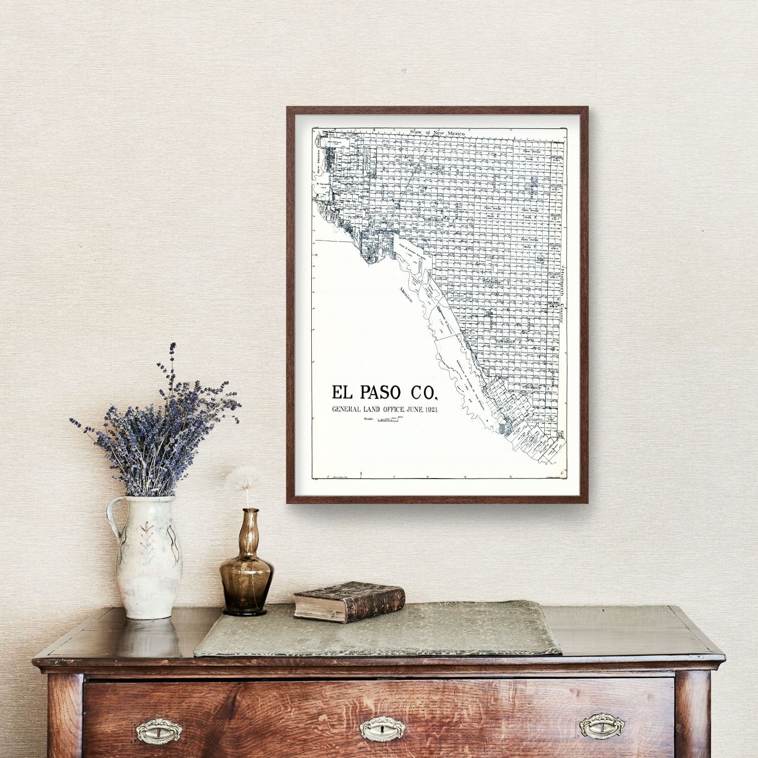 Vintage Map of El Paso County, Texas 1921