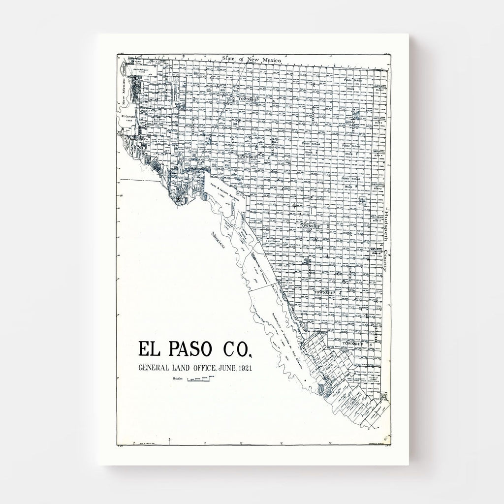 Vintage Map of El Paso County, Texas 1921