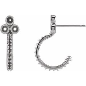 Platinum Accented Bezel-Set J-Hoop Earring Mounting