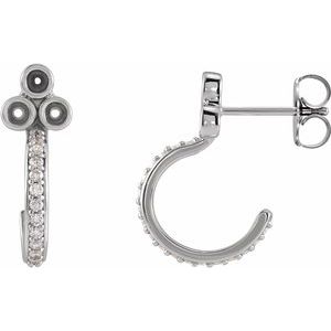 Platinum 2 mm Round 1/4 CTW Natural Diamond Semi-Set J-Hoop Earrings