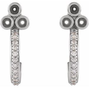 Platinum 2 mm Round 1/4 CTW Natural Diamond Semi-Set J-Hoop Earrings – image 2