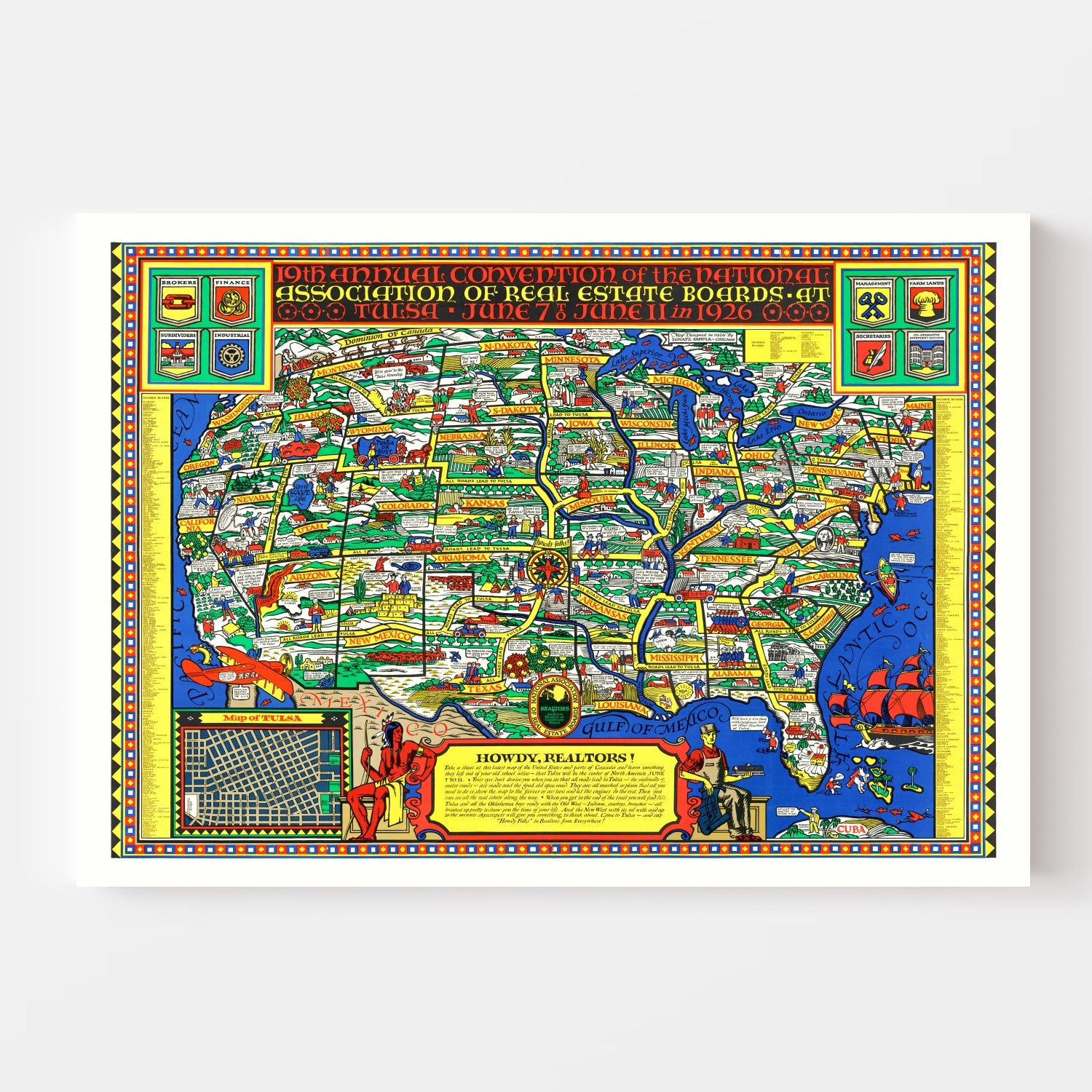National Association of Real Estate Boards United States Map, 1926