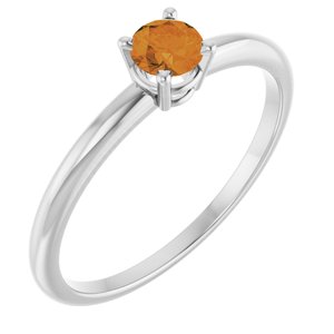 14K White Gold Imitation Citrine Ring