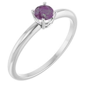 14K White Gold Imitation Alexandrite Ring