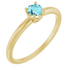 14K Yellow Gold Imitation Blue Zircon Ring