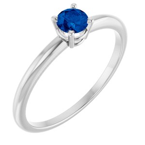 14K White Gold Imitation Blue Sapphire Ring