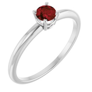 14K White Gold Imitation Garnet Ring