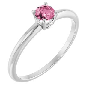 14K White Gold Imitation Pink Tourmaline Ring