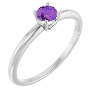 14K White Gold Imitation Amethyst Ring