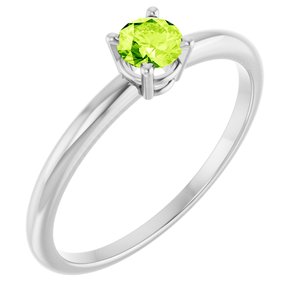 14K White Gold Imitation Peridot Ring