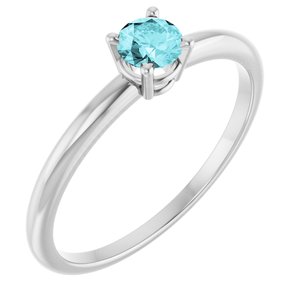 14K White Gold Imitation Blue Zircon Ring