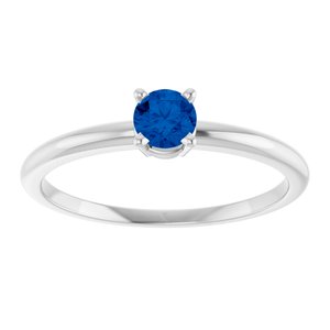 14K White Gold Imitation Blue Sapphire Ring