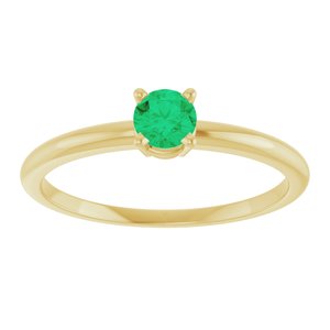 14K Yellow Gold Imitation Emerald Ring