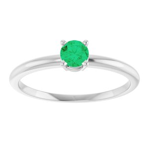 14K White Gold Imitation Emerald Ring