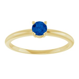 14K Yellow Gold Imitation Blue Sapphire Ring