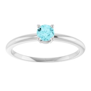 14K White Gold Imitation Blue Zircon Ring