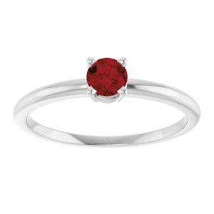 14K White Gold Imitation Garnet Ring