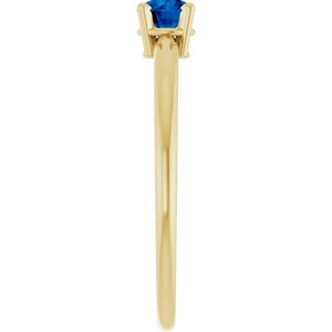 14K Yellow Gold Imitation Blue Sapphire Ring